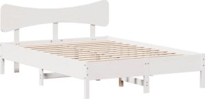 vidaXL vidaXL Rama łóżka bez materaca, biała, 140x190 cm, lite drewno sosnowe 2