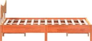 vidaXL vidaXL Rama łóżka bez materaca, woskowy brąz, 140x190 cm, lita sosna 7