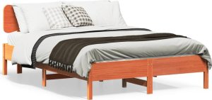 vidaXL vidaXL Rama łóżka bez materaca, woskowy brąz, 150x200 cm, lita sosna 2