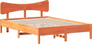 vidaXL vidaXL Rama łóżka bez materaca, woskowy brąz, 150x200 cm, lita sosna 3