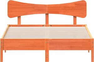 vidaXL vidaXL Rama łóżka bez materaca, woskowy brąz, 150x200 cm, lita sosna 4