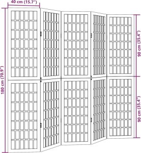 vidaXL vidaXL Parawan pokojowy, 5-panelowy, biały, lite drewno paulowni 8