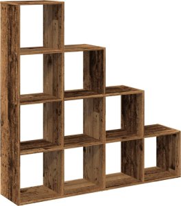 vidaXL vidaXL Regał przegroda, 4 poziomy, stare drewno, 131,5x29x131,5 cm 2