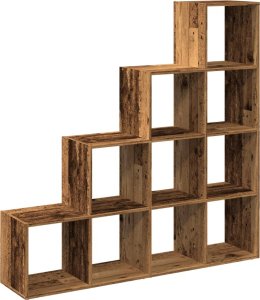 vidaXL vidaXL Regał przegroda, 4 poziomy, stare drewno, 131,5x29x131,5 cm 7