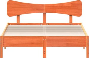 vidaXL vidaXL Rama łóżka bez materaca, woskowy brąz, 135x190 cm, lita sosna 4