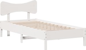 vidaXL vidaXL Rama łóżka bez materaca, biała, 90x190 cm, lite drewno sosnowe 2