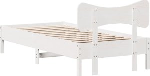 vidaXL vidaXL Rama łóżka bez materaca, biała, 90x190 cm, lite drewno sosnowe 8