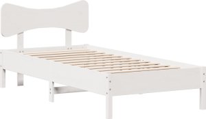 vidaXL vidaXL Rama łóżka bez materaca, biała, 90x200 cm, lite drewno sosnowe 2