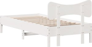 vidaXL vidaXL Rama łóżka bez materaca, biała, 90x200 cm, lite drewno sosnowe 8
