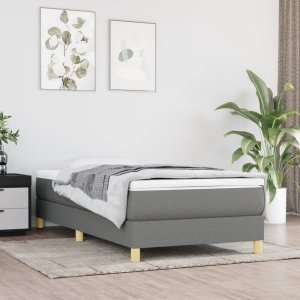 vidaXL VidaXL Box Spring Bed with Mattress Dark Gray 39.4"x79.9" Twin XL Fabric 1