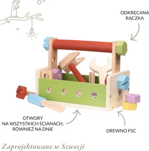 Micki Drewniana skrzynka z narzędziami dla dzieci 25 el Micki 1