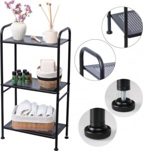 YokaHome Regał łazienkowy 3 półki czarny matowy stalowy - Yoka 3