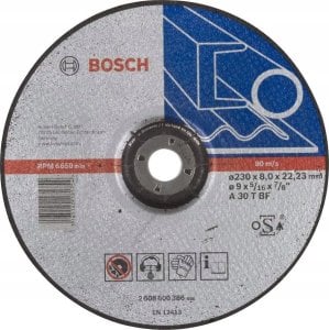 Bosch Grinding disc cranked for metal A 30 T BF, 230 mm, 22.23 mm, 8 mm Bosch Expert for Metal 1