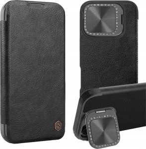 Nillkin Etui Nillkin Qin Prop Leather Case z osłoną na aparat i podstawką na iPhone 16 Pro - czarne 1