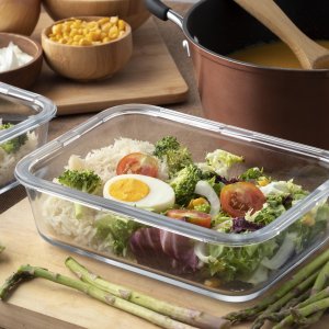 Retoo LUNCHBOX POJEMNIK SZKLANY NA ŻYWNOŚĆ ŻAROODPORNE POJEMNIKI Z POKRYWKĄ 4 SZT 12