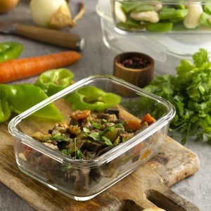 Retoo LUNCHBOX POJEMNIK SZKLANY NA ŻYWNOŚĆ ŻAROODPORNE POJEMNIKI Z POKRYWKĄ 4 SZT 14