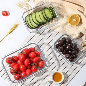 Retoo LUNCHBOX POJEMNIK SZKLANY NA ŻYWNOŚĆ ŻAROODPORNE POJEMNIKI Z POKRYWKĄ 4 SZT 4