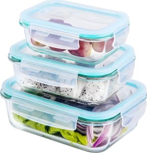 Retoo LUNCHBOX POJEMNIK SZKLANY NA ŻYWNOŚĆ ŻAROODPORNE POJEMNIKI Z POKRYWKĄ 4 SZT 6