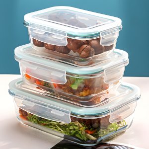 Retoo LUNCHBOX POJEMNIK SZKLANY NA ŻYWNOŚĆ ŻAROODPORNE POJEMNIKI Z POKRYWKĄ 4 SZT 7