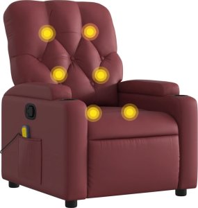 vidaXL Rozkładany fotel masujący, winna czerwień, obity sztuczną skórą 2