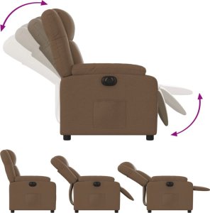 vidaXL vidaXL Elektryczny fotel rozkładany, brązowy, obity tkaniną 6
