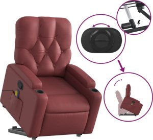vidaXL Podnoszony fotel masujący, rozkładany, winna czerwień 5