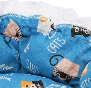 Springos Legowisko dla psa i kota okrągłe śr. 73 cm pluszowe posłanie ze ściągaczem niebieskie UNIWERSALNY 5