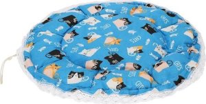 Springos Legowisko dla psa i kota okrągłe śr. 73 cm pluszowe posłanie ze ściągaczem niebieskie UNIWERSALNY 6