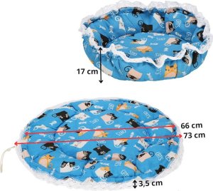 Springos Legowisko dla psa i kota okrągłe śr. 73 cm pluszowe posłanie ze ściągaczem niebieskie UNIWERSALNY 7