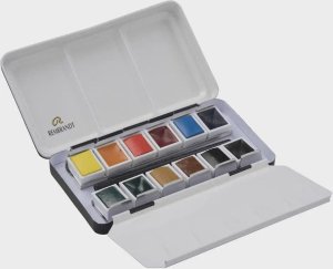 Artequipment Rembrandt Watercolour metal tin set Mono-Pigmented Colour Selection | 12 pans + brush 2
