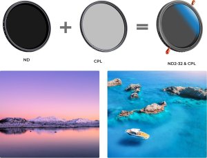 Filtr Kf Filtr Hybrydowy K&F Concept 2w1 CPL + PEŁNY SZARY ND2-ND32 na 58 mm 58mm / KF01.2598 9