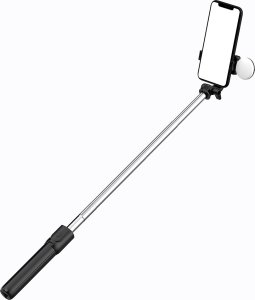 Selfie stick Hurtel Selfie stick WR1YXS teleskopowy tripod 0.71m z okrągłą lampą - czarny 1