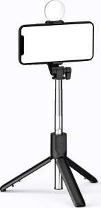Selfie stick Hurtel Selfie stick WR1YXS teleskopowy tripod 0.71m z okrągłą lampą - czarny 4