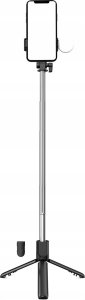 Selfie stick Hurtel Selfie stick WH1YXS teleskopowy tripod 1m z okrągłą lampą i uchwytem na telefon - czarny 2