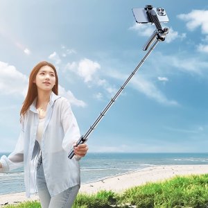 Selfie stick Hurtel Selfie stick WH181-Y1S teleskopowy statyw 1.75m ze stopu aluminium z uchwytem na telefon - czarny 3