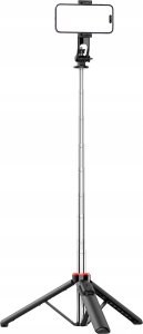 Selfie stick Hurtel Selfie stick WC13YDS teleskopowy tripod 1.3m z podwójną lampą i uchwytem na telefon - czarny 2