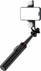 Selfie stick Hurtel Selfie stick WC12YDS teleskopowy tripod 1.3m ze stopu aluminium z podwójną lampą i uchwytem na telefon - czarny 4