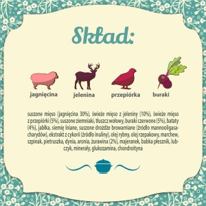 Folk Karma sucha dla psa FOLK M&L Mazurski gulasz z jelenia z burakami i dodatkiem żurawiny 12 kg 5