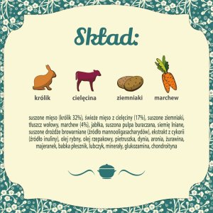 Folk Karma sucha dla psa FOLK Junior Delikatny posiłek dla malucha z królikiem, cielęciną i marchewką 10 kg 5