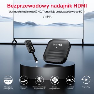 System przekazu sygnału AV Unitek Unitek Bezprzewodowy nadajnik HDMI zasięg do 50m, czarny 3