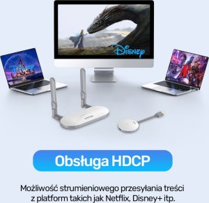 System przekazu sygnału AV Unitek Bezprzewodowy nadajnik i odbiornik HDMI zasięg do 50m, biały 5