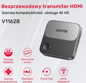 System przekazu sygnału AV Unitek Unitek Bezprzewodowy transmiter HDMI 4K 60Hz zasięg do 8m 2