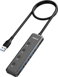 HUB USB Mokin HUB 5 w 1 MOKiN USB-A3.0 do 4xUSB-A + 1xUSB-C DC (czarny) 1