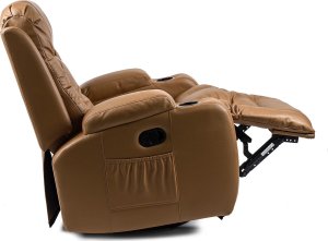 Mebel Elite Fotel Masujący BOX Rozkładany z Podnóżkiem Karmelowy Ekoskóra Nowoczesny 14