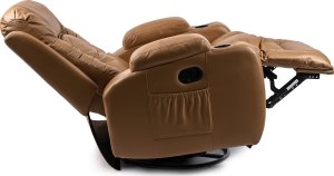 Mebel Elite Fotel Masujący BOX Rozkładany z Podnóżkiem Karmelowy Ekoskóra Nowoczesny 15