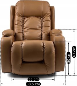 Mebel Elite Fotel Masujący BOX Rozkładany z Podnóżkiem Karmelowy Ekoskóra Nowoczesny 18
