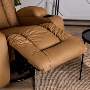 Mebel Elite Fotel Masujący BOX Rozkładany z Podnóżkiem Karmelowy Ekoskóra Nowoczesny 4