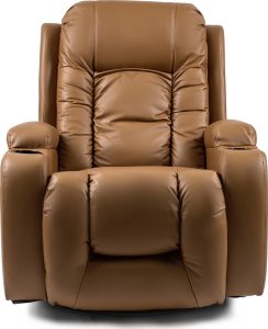 Mebel Elite Fotel Masujący BOX Rozkładany z Podnóżkiem Karmelowy Ekoskóra Nowoczesny 8