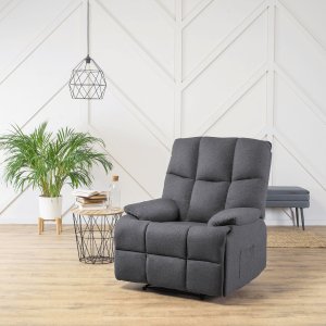 Mebel Elite Fotel Rozkładany RIKO Wypoczynkowy z Podnóżkiem Szary Nowoczesny 1