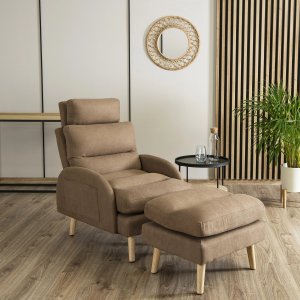 Mebel Elite Fotel Wypoczynkowy HENRY z Podnóżkiem Brązowy Nowoczesny Loftowy 1